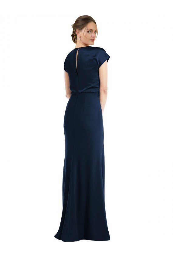 Best Soft Bow Blouson Bodice Trumpet Crepe Prom Dress UK