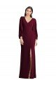 Best Long Puff Sleeve V-Neck Trumpet Maxi Prom Dress UK