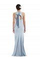 Best Cutout Open Back Halter Maxi Crepe Prom Dress with Scarf Tie UK