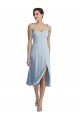 Best Midi Cocktail Length Bustier Crepe Prom Dress with Back Bow Straps UK