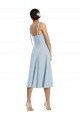 Best Midi Cocktail Length Bustier Crepe Prom Dress with Back Bow Straps UK