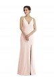 Best Skinny Strap Deep V-Neck Trumpet Crepe Prom Dress with Front Slit UK