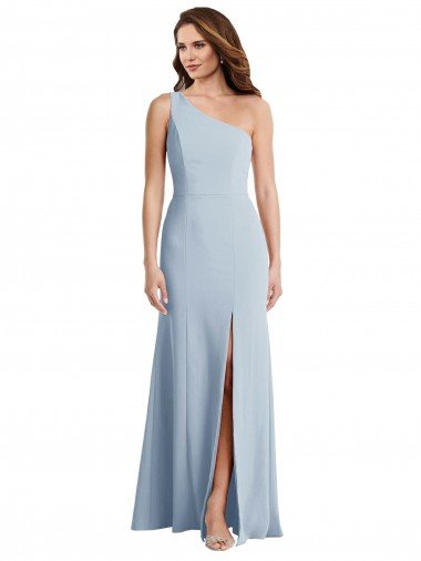 Best Bold One Shoulder Trumpet Maxi Crepe Prom Dress UK