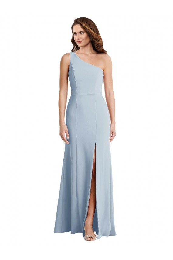Best Bold One Shoulder Trumpet Maxi Crepe Prom Dress UK