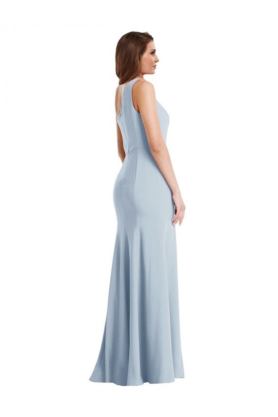 Best Bold One Shoulder Trumpet Maxi Crepe Prom Dress UK