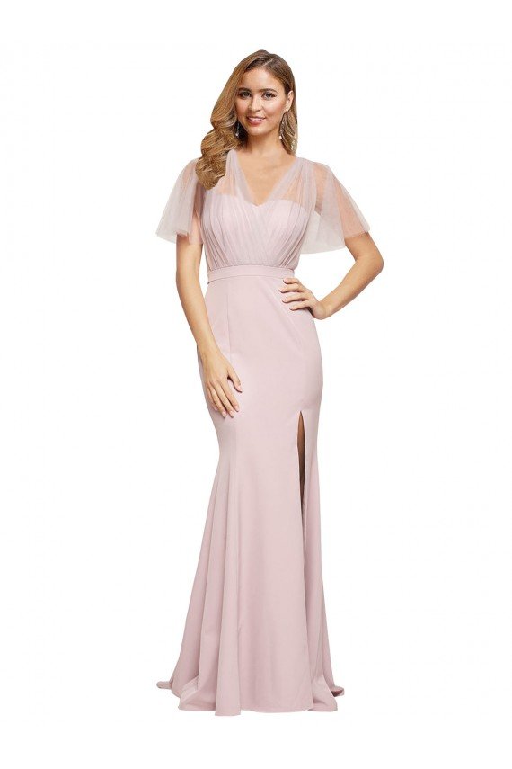 Best Crepe Long Sweetheart Neckline Prom Dress with Tulle Overlay Shoulders UK