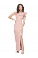Best Full Length One Shoulder Crepe Prom Dress with Side Leg Split UK