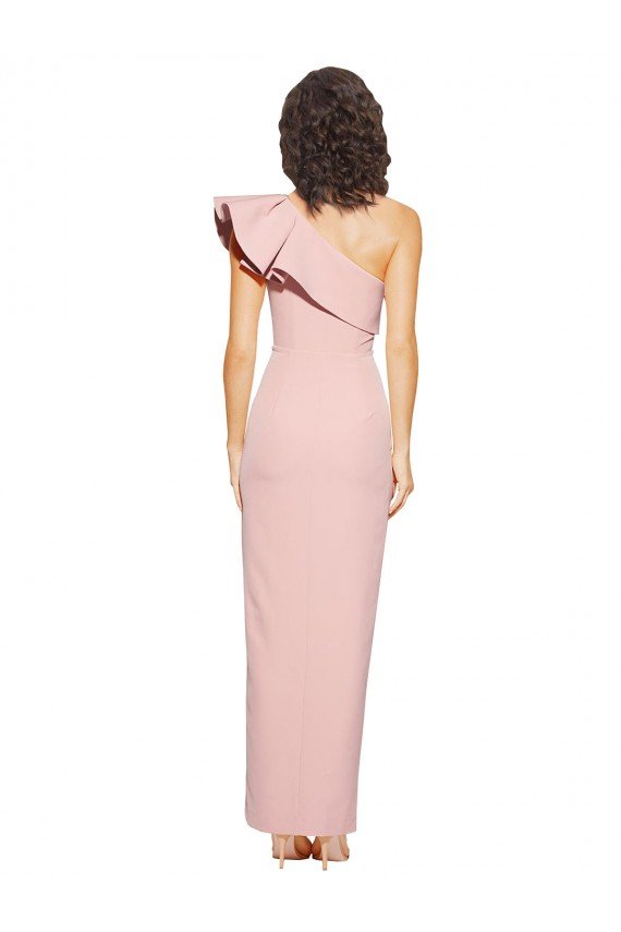 Best Full Length One Shoulder Crepe Prom Dress with Side Leg Split UK