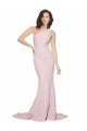 Best Long Sweep Train One Shoulder Crepe Prom Dress with Side Leg Split UK