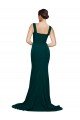 Best Fitted Square Neck Long Crepe Prom Dress with Train and Side Split UK