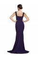 Best Square Neck Long Sweep Train Crepe Prom Dress with Thick Straps UK