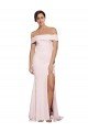 Best Off Shoulder Long Crepe Prom Dress with Straight Neckline and Side Split UK