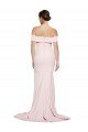 Best Off Shoulder Long Crepe Prom Dress with Straight Neckline and Side Split UK