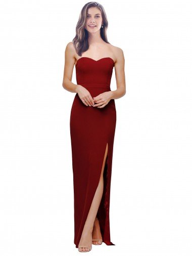Best Straight Pencil Skirt Long Sweetheart Crepe Prom Dress with High Side Split UK