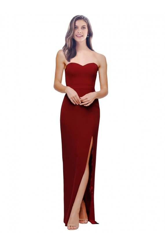 Best Straight Pencil Skirt Long Sweetheart Crepe Prom Dress with High Side Split UK