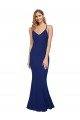 Best Full Length V-Neckline Crepe Prom Dress with Thin Straps and Fulted Skirt UK