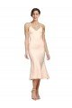Best Midi Length V-Neckline Crepe Cocktail Prom Dress / Homecoming Dress with Thin Straps and Fulted Skirt UK