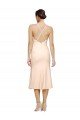 Best Midi Length V-Neckline Crepe Cocktail Prom Dress / Homecoming Dress with Thin Straps and Fulted Skirt UK