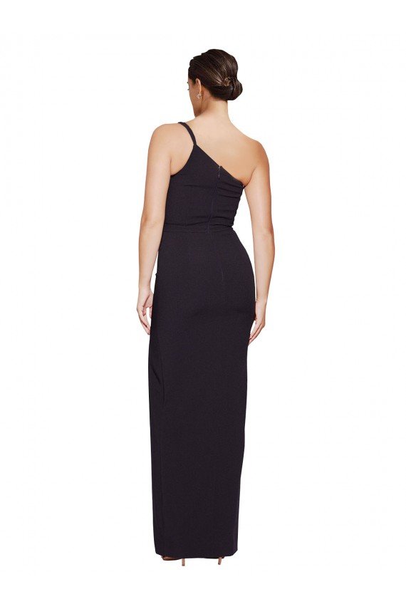 Best Long Floor Length Crepe Prom Dress with Side Split and One Strap UK