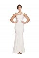 Best Full Length Square Neck Crepe Prom Dress with Asymmetrical Straps and Bow Back UK