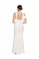 Best Full Length Square Neck Crepe Prom Dress with Asymmetrical Straps and Bow Back UK