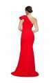 Best One Shoulder Long Sweep Train Crepe Prom Dress with Thigh High Split UK