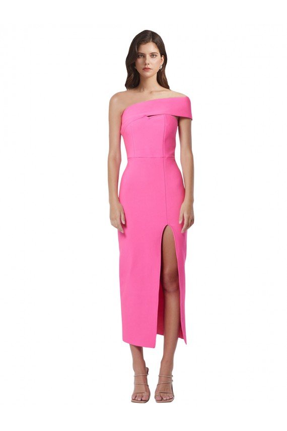 Best One Shoulder Neckline Short Midi Length Crepe Cocktail Prom Dress / Homecoming Dress UK
