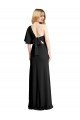 Best Pleated One Shoulder Flutter Sleeves Slim Crepe Prom Dress UK