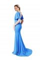 Best Short Sleeves Long V-Neck Crepe Prom Dress with V-Back UK