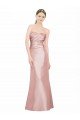 Best Long Strapless Stretch Satin Prom Dress with Pleats and Low Back UK