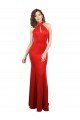 Best Halter Neck keyhole Front Back Long Stretch Satin Prom Dress UK