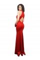 Best Halter Neck keyhole Front Back Long Stretch Satin Prom Dress UK
