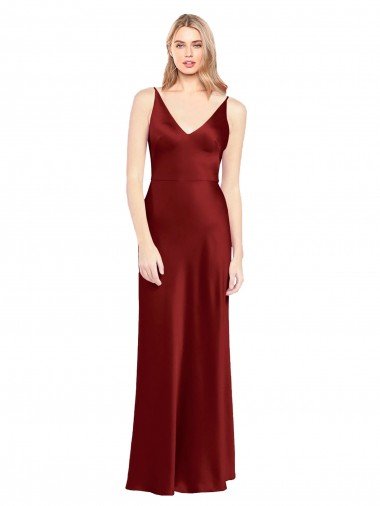 Best Full Length Long Stretch Satin Slip Prom Dress V-Back UK