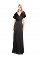 Best Cap Sleeves Open Back Long Stretch Satin Prom Dress UK
