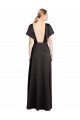 Best Cap Sleeves Open Back Long Stretch Satin Prom Dress UK