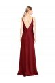 Best Floor Length Deep V-Back Stretch Satin Prom Dress with Front Slit UK