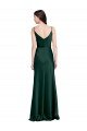 Best Fitted Cowl Neck Long Stretch Satin Slip Prom Dress with V-Back UK