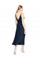Best V-Neck Midi Length Short Stretch Satin Cocktail Prom Dress / Homecoming Dress V-Back UK