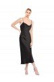 Best Cowl Neck Midi Length Short Stretch Satin Slip Cocktail Prom Dress / Homecoming Dress UK