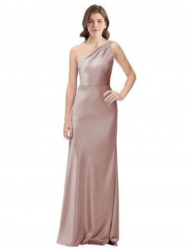 Best One Shoulder Black-Tie Floor Length Long Stretch Satin Prom Dress UK