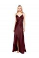 Best Sleek Spaghetti Straps V-Neck Stretch Satin Prom Dress with Center Front Slit UK