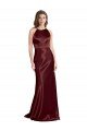 Best High Neck Halter Long Sleeveless Stretch Satin Prom Dress with Strappy Back UK