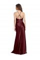 Best High Neck Halter Long Sleeveless Stretch Satin Prom Dress with Strappy Back UK