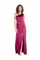 Best Sleek One Shoulder A-Line Long Stretch Satin Prom Dress with Spaghetti Straps Back UK