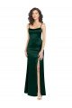 Best Long Slim Scoop Neck Stretch Satin Prom Dress with Open Back UK