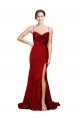 Best Cowl Front Neck Sweep Train Stretch Satin Prom Dress with High Side Split UK