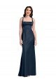 Best Square Neck A-Line Long Stretch Satin Prom Dress with Wide Straps UK