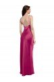 Best V-Neck Spaghetti Straps Slim Stretch Satin Prom Dress with Low Scoop Back UK