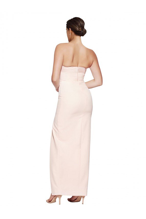 Best Cowl Neck Strapless Stretch Satin Prom Dress with High Split UK