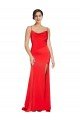 Best Low Back Cowl Neck Stretch Satin Prom Dress with High Side Slit UK